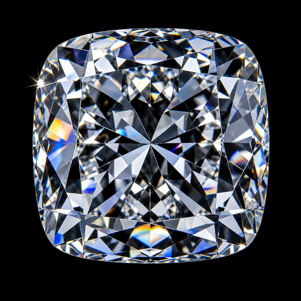 Cushion cut crafted diamond